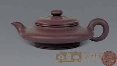 现代 紫砂扁壶 高6.5cm;长17.5cm